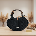 Beaded Tote Bag Black - Front