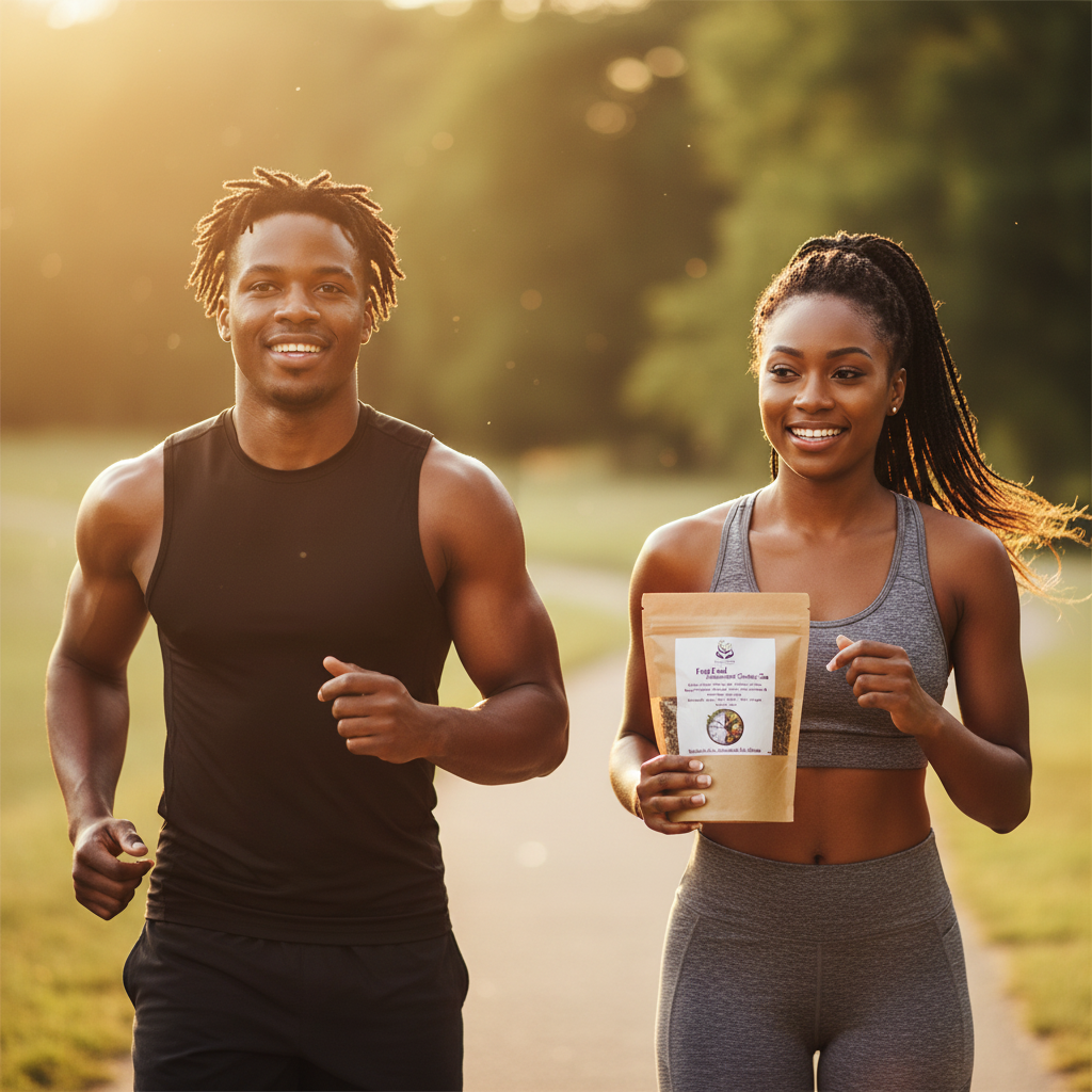 Black couple exercising with Fast-Fuel Tea