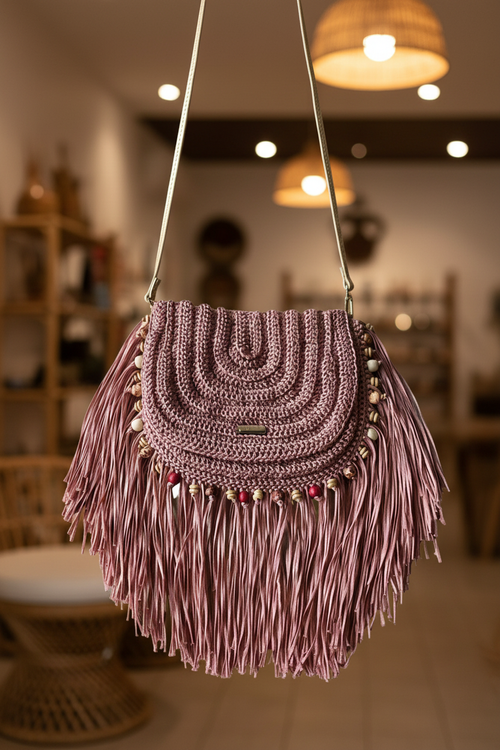 Boho Tassel Sling Bag - Clean Strap