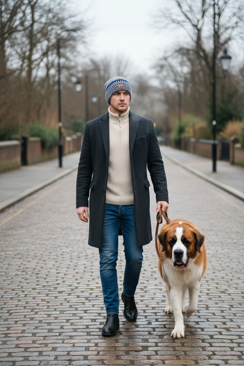 Grey & Navy - Winter Walk with St Bernard