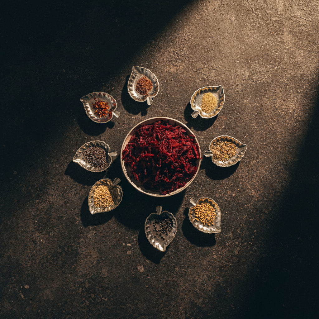 Inner-Glow Kraut ingredients flat-lay with spices