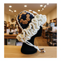 Multi-Toned Daisy Hat - Navy & Beige Side Profile