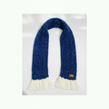 Velvet Daisy Curved Tassel Scarf - Blue flat lay