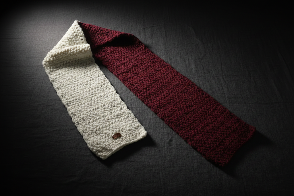 Velvet Daisy Lush Scarf - cream and burgundy flat lay