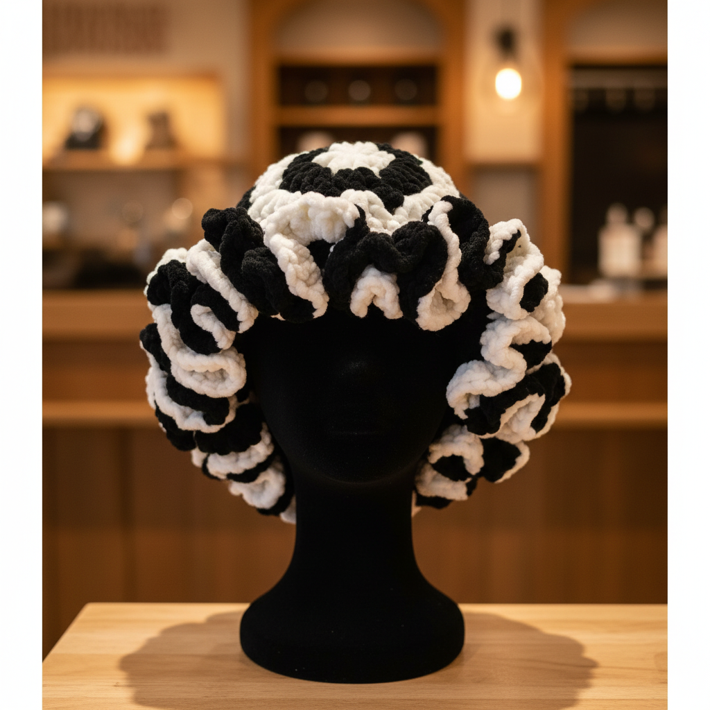 Multi-Toned Daisy Hat - Black & White