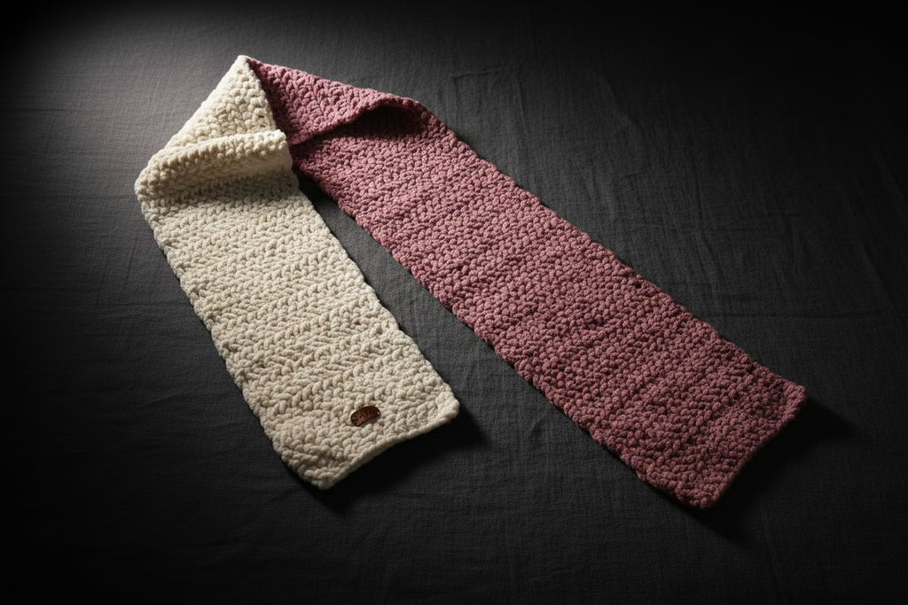 Velvet Daisy Lush Scarf - cream and dusty rose flat lay