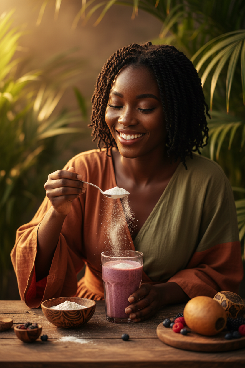 Woman using Baobab Powder