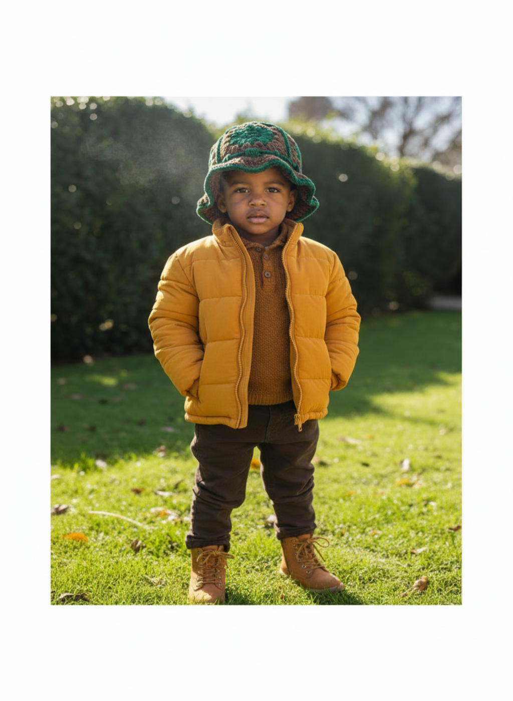 Velvet Daisy Kids Hat - 7 Year Old Boy Editorial